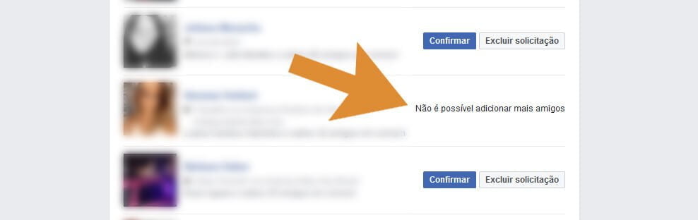 Não é possível adicionar mais amigos no Facebook