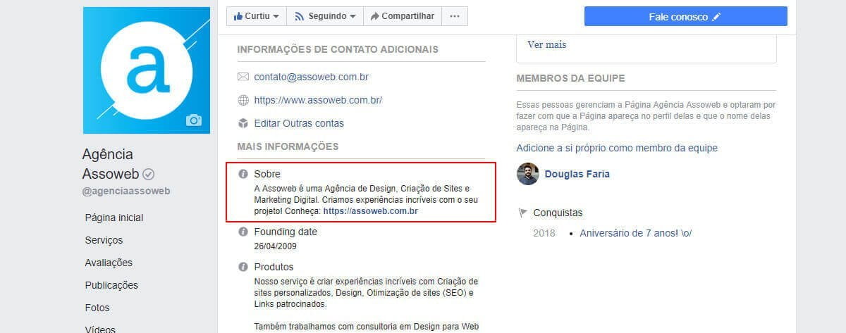 Ajustando a descrição do Facebook para empresas Ajustando a descrição do Facebook para empresas